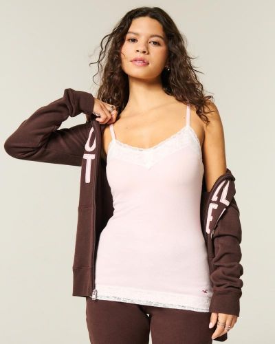 Camiseta de tirantes para usar en capas con ribete de encaje